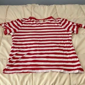 Chico’s red & white striped cold shoulder top, size 1.